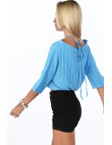 Marineblaue Bluse zum Binden um den Hals MP16365 – Online-Shop – Boutique